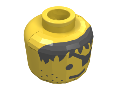 Minifigure, Head Male Eyepatch, Stubble, Black Hair Pattern - Blocked Open Stud