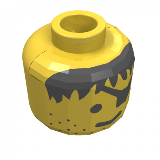 Minifigure, Head Male Eyepatch, Stubble, Black Hair Pattern - Blocked Open Stud