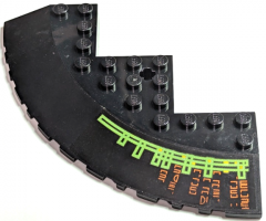 Brick, Round Corner 10 x 10 with Slope 33 Edge, Axle Hole, Facet Cutout with Light Bars and Alien Characters Right Pattern (Sticker) - Set 7693