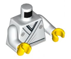 Torso Tunic, Light Bluish Gray Circle Symbols and Hem Stitching Pattern / White Arms / Yellow Hands