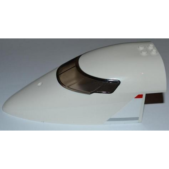 Aircraft Fuselage Curved Forward 8 x 16 x 5 with Trans-Black Glass with Red and Silver Lines Pattern on Both Sides (Stickers) - Set 3182