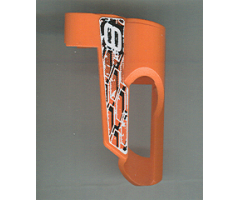Technic, Panel Fairing # 5 Small Short, Large Hole, Side A with Number 8, White, Black and Orange Pattern (Sticker) - Set 8471