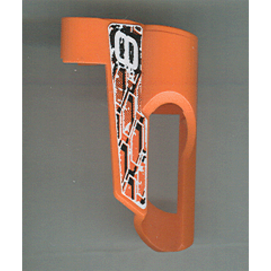 Technic, Panel Fairing # 5 Small Short, Large Hole, Side A with Number 8, White, Black and Orange Pattern (Sticker) - Set 8471