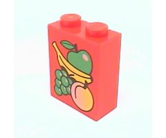 Brick 1 x 2 x 2 with Inside Axle Holder with Fruit Pattern