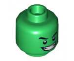 Minifigure, Head Dual Sided Black Eyebrows, White Pupils, Wide Smile / Nervous with Tooth Pattern (Beast Boy) - Hollow Stud