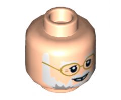 Minifigure, Head Gold Rimmed Glasses, White Beard, Gap Tooth Smile Pattern - Hollow Stud