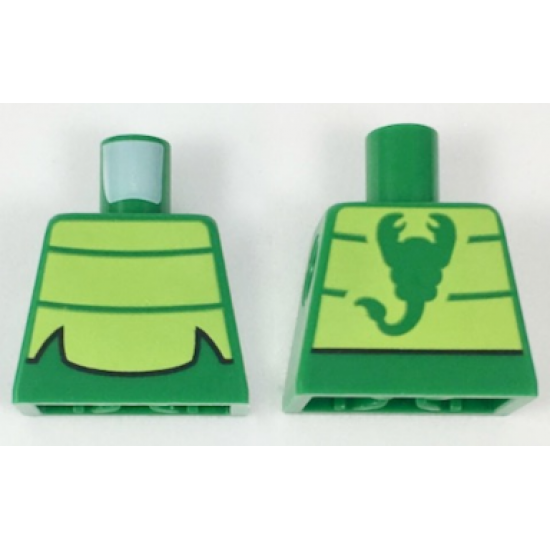 Torso Lime Chest Panel with 2 Thin Stripes Pattern (Scorpion)