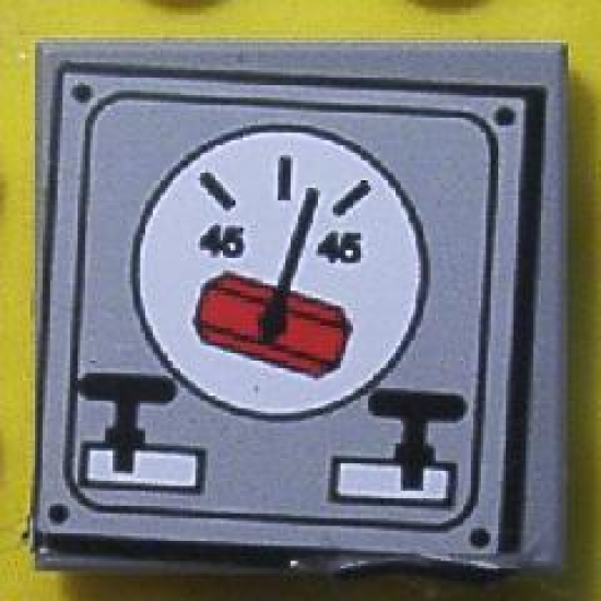 Tile 2 x 2 with Red and White Angle Gauge on Panel with Rivets Pattern (Sticker) - Set 8839