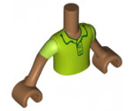 Mini Doll, Torso Friends Boy Lime Polo Shirt Pattern, Medium Nougat Arms with Hands with Lime Short Sleeves