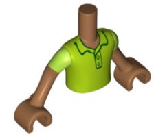 Mini Doll, Torso Friends Boy Lime Polo Shirt Pattern, Medium Nougat Arms with Hands with Lime Short Sleeves