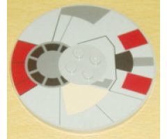 Tile, Round 8 x 8 with Millennium Falcon Top Pattern (Sticker) - Set 4504