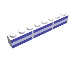 Brick 1 x 8 with Ferry Stripes Light Blue 6 in 2 Lines Pattern (Set 1581)