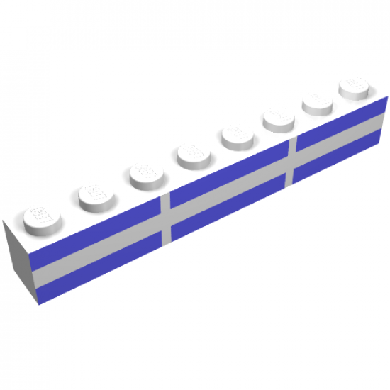 Brick 1 x 8 with Ferry Stripes Light Blue 6 in 2 Lines Pattern (Set 1581)