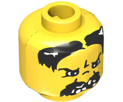 Minifigure, Head Moustache Black Angry and Missing Teeth Pattern - Blocked Open Stud