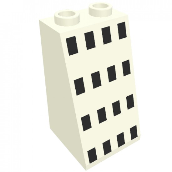 Slope 75 2 x 2 x 3 - Hollow Studs with 16 Black Rectangles (Ferry Windows) Pattern