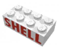 Brick 2 x 4 with Red 'SHELL' Pattern