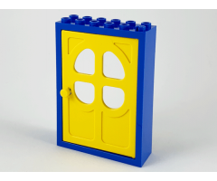 Door, Frame 2 x 6 x 7 with Yellow Fabuland Door 1 x 6 x 7 with Round Pane in 4 Sections (4071 / 4072)