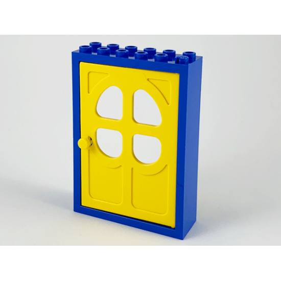Door, Frame 2 x 6 x 7 with Yellow Fabuland Door 1 x 6 x 7 with Round Pane in 4 Sections (4071 / 4072)