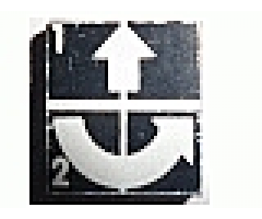 Tile 2 x 2 with White Number 1, Number 2, Crossed Lines, and Arrows Up, Curved Counterclockwise Pattern (Sticker) - Set 8094