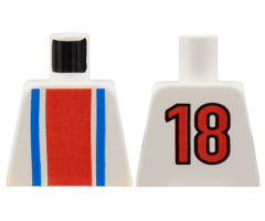 Torso Soccer Vertical Striped Red/Blue and No. 18 on Back Pattern