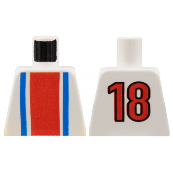 Torso Soccer Vertical Striped Red/Blue and No. 18 on Back Pattern