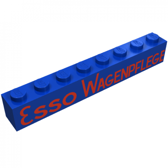 Brick 1 x 8 with Red 'ESSO WAGENPFLEGE' Pattern