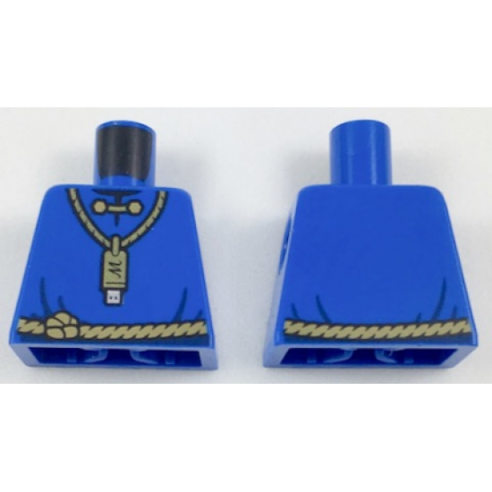Torso Robe with Gold USB Flash Drive on Necklace with 'M' and Dark Tan Rope Belt Pattern