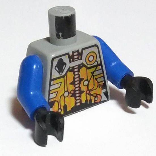 Torso Space UFO Silver and Gold Circuitry Pattern / Blue Arms / Black Hands