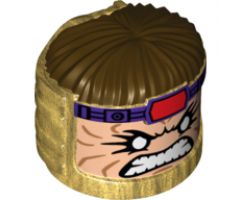Minifigure, Head, Modified MODOK with Dark Brown Hair and Bared Teeth Pattern