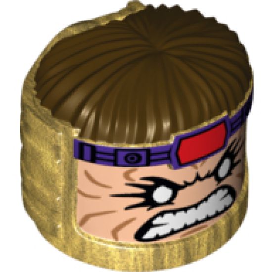 Minifigure, Head, Modified MODOK with Dark Brown Hair and Bared Teeth Pattern