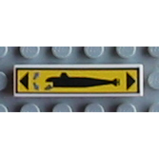 Tile 1 x 4 with Submarine Left Pattern (Sticker) - Set 8480