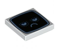 Tile 2 x 2 with Black TV Screen, Bright Light Blue Eyes and Frown Pattern