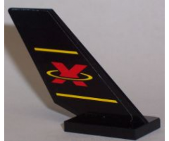 Tail Shuttle with Red Extreme Team Logo and 2 Yellow Lines on Black Background Pattern on Both Sides (Stickers) - Sets 6580 / 6582