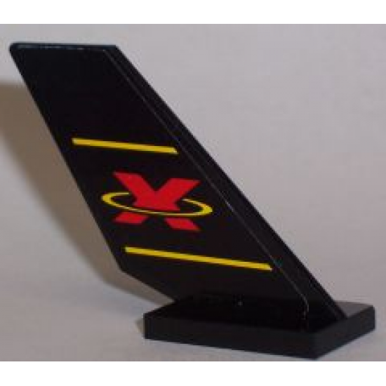 Tail Shuttle with Red Extreme Team Logo and 2 Yellow Lines on Black Background Pattern on Both Sides (Stickers) - Sets 6580 / 6582