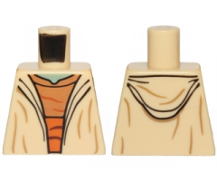 Torso SW Open Robe, Medium Nougat Shirt with Dark Orange Waist Sash and Hood on Back Pattern (Yoda)