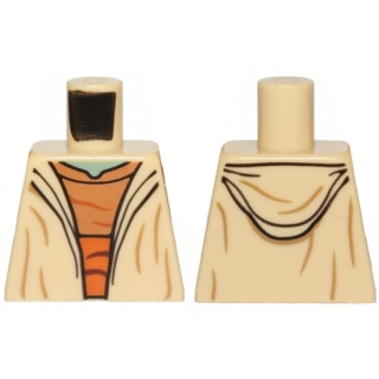 Torso SW Open Robe, Medium Nougat Shirt with Dark Orange Waist Sash and Hood on Back Pattern (Yoda)