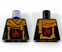 Torso Orange Scarf and Red Fire Symbol Pattern