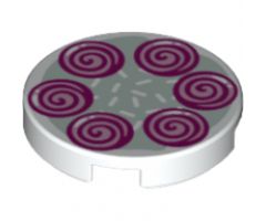 Tile, Round 2 x 2 with Bottom Stud Holder with 6 Magenta Spirals Pattern