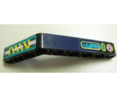 Technic, Liftarm 1 x 9 Bent (6 - 4) Thick with Yellow Spring and Controls Pattern (Stickers) - Set 8245