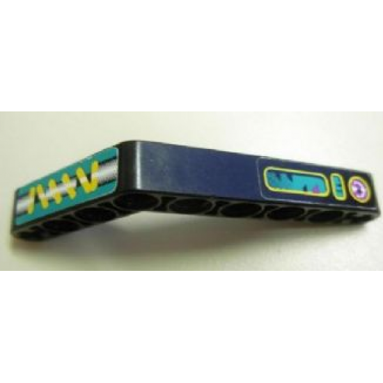 Technic, Liftarm 1 x 9 Bent (6 - 4) Thick with Yellow Spring and Controls Pattern (Stickers) - Set 8245