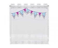 Panel 1 x 6 x 5 with String of Magenta and Medium Azure Bunting with White Dots Pattern (Sticker) - Set 41132