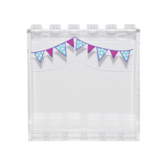 Panel 1 x 6 x 5 with String of Magenta and Medium Azure Bunting with White Dots Pattern (Sticker) - Set 41132