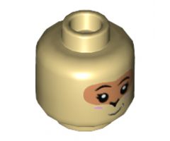 Minifigure, Head Dual Sided Child Medium Nougat Eye Mask, Bright Pink Cheeks, Lopsided Grin / Left Wink Pattern - Hollow Stud