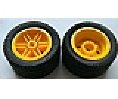 Wheel & Tire Assembly 30.4mm D. x 20mm with No Pin Holes and Reinforced Rim with Black Tire 43.2 x 22 ZR (56145 / 44309)