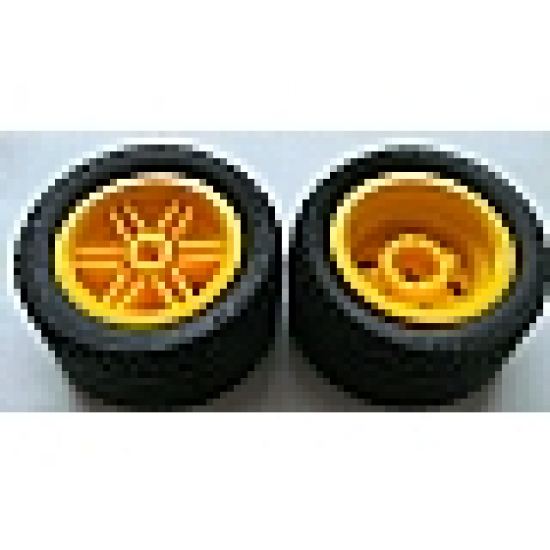 Wheel & Tire Assembly 30.4mm D. x 20mm with No Pin Holes and Reinforced Rim with Black Tire 43.2 x 22 ZR (56145 / 44309)