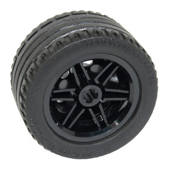 Wheel & Tire Assembly 30.4mm D. x 20mm with No Pin Holes and Reinforced Rim with Black Tire 43.2 x 22 ZR (56145 / 44309)