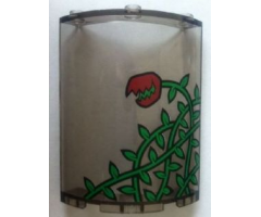 Cylinder Quarter 4 x 4 x 6 with Ivy Plant and Red Flower Open Pattern (Sticker) - Set 7785