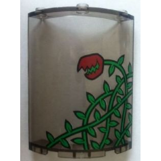 Cylinder Quarter 4 x 4 x 6 with Ivy Plant and Red Flower Open Pattern (Sticker) - Set 7785