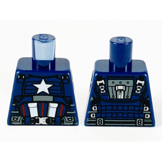 Torso Armor, White and Silver Star, 2 White Pockets and 3 Dark Red Stripes Pattern
