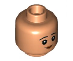 Minifigure, Head Dual Sided Child Female, Black Eyebrows, Red Lips, Smile / Worried Pattern - Hollow Stud